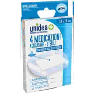 MEDICAZIONE UNIDEA 10X15 CM STERILE IMPERMEABILE 4 PEZZI
