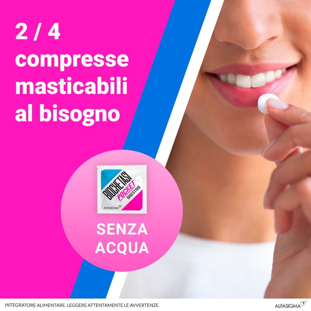 BIOCHETASI DIGESTIONE POCKET 18 COMPRESSE MASTICABILI