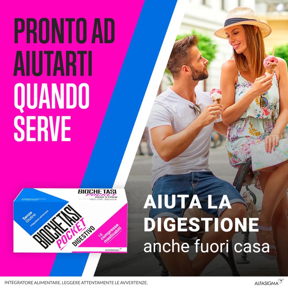 BIOCHETASI DIGESTIONE POCKET 18 COMPRESSE MASTICABILI