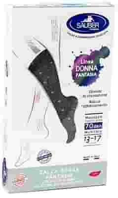SAUBER CALZA DONNA FANTASIA FILATO Q-SKIN 70 DEN GRIGIO POIS ROSA TAGLIA M