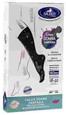 SAUBER CALZA DONNA FANTASIA FILATO Q-SKIN 140 DEN NERO POIS BIANCO ROSA CICLAMINO TAGLIA P