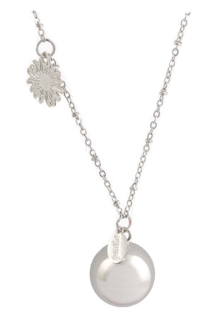 Argentoe' Collana Con Campanello Chiama Angeli Bola Messicana Rodiata Con Sole 100 Cm