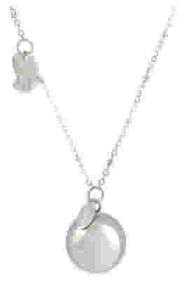 ARGENTOE' COLLANA CON CAMPANELLO CHIAMA ANGELI BOLA MESSICANA RODIATA CON ANGELO 100 CM