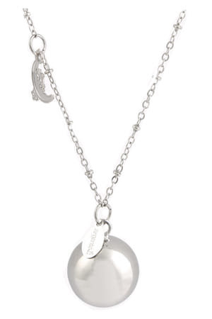 Argentoe' Collana Con Campanello Chiama Angeli Bola Messicana Rodiata Con Luna 100 Cm