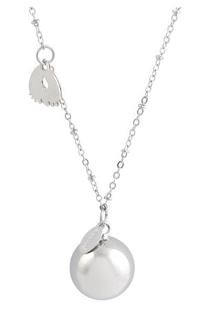 ARGENTOE' COLLANA CON CAMPANELLO CHIAMA ANGELI BOLA MESSICANA RODIATA CON PIEDINI 100 CM