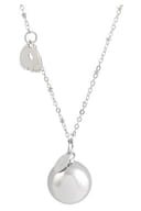 ARGENTOE' COLLANA CON CAMPANELLO CHIAMA ANGELI BOLA MESSICANA RODIATA CON PIEDINI 100 CM
