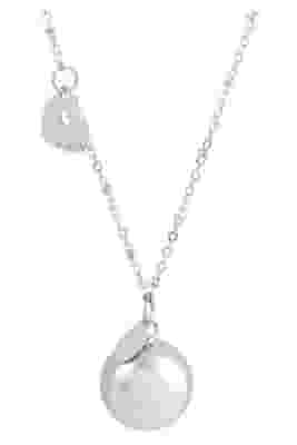 ARGENTOE' COLLANA CON CAMPANELLO CHIAMA ANGELI BOLA MESSICANA RODIATA CON PIEDINI 100 CM