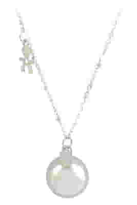 ARGENTOE' COLLANA CON CAMPANELLO CHIAMA ANGELI BOLA MESSICANA RODIATA CON BIMBO 100 CM