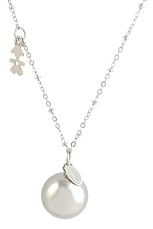 Argentoe' Collana Con Campanello Chiama Angeli Bola Messicana Rodiata Con Bimba 100 Cm
