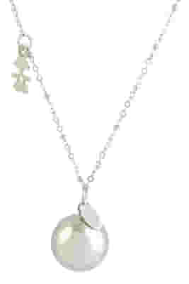 ARGENTOE' COLLANA CON CAMPANELLO CHIAMA ANGELI BOLA MESSICANA RODIATA CON BIMBA 100 CM