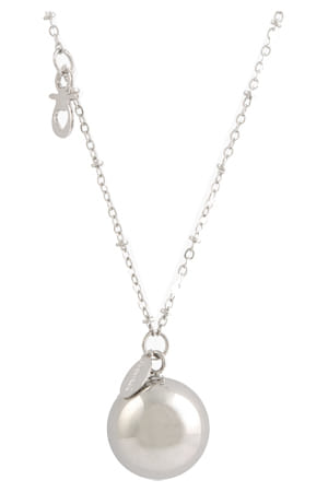 ARGENTOE' COLLANA CON CAMPANELLO CHIAMA ANGELI BOLA MESSICANA RODIATA CON CIUCCIO 100 CM