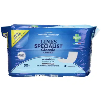 PANNOLONE LINES SPECIALIST CLASSIC RETTANGOLARE CON BARRIERA 30 PEZZI PANNOLONE LINES SPECIALIST CLASSIC RETTANGOLARE CON BARRIERA 30 PEZZI