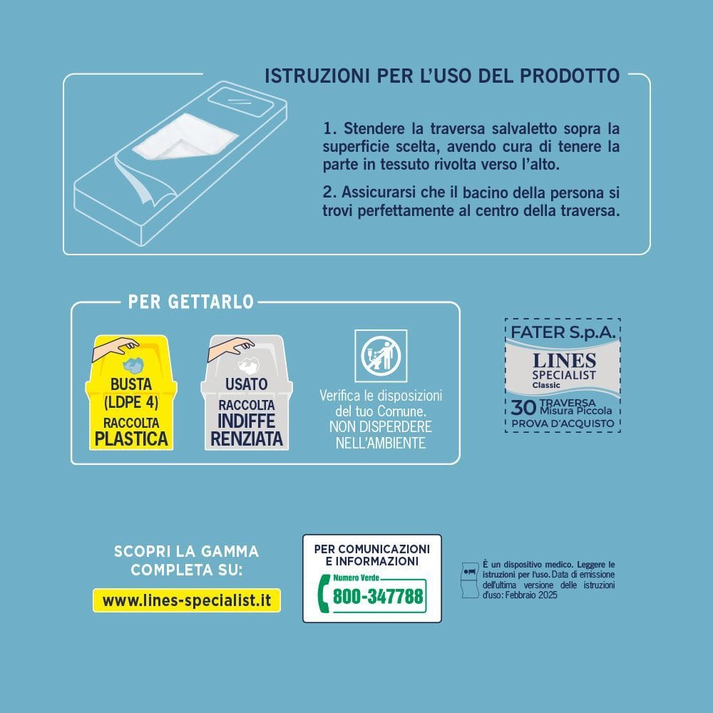 TRAVERSA PER INCONTINENZA LINES SPECIALIST CLASSIC NON STERILE 40X60 CM 30 PEZZI