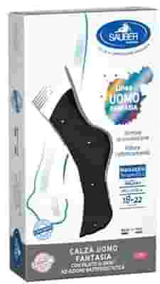 SAUBER CALZA UOMO FANTASIA Q-SKIN 140 DEN BLU POIS GIALLI TAGLIA P
