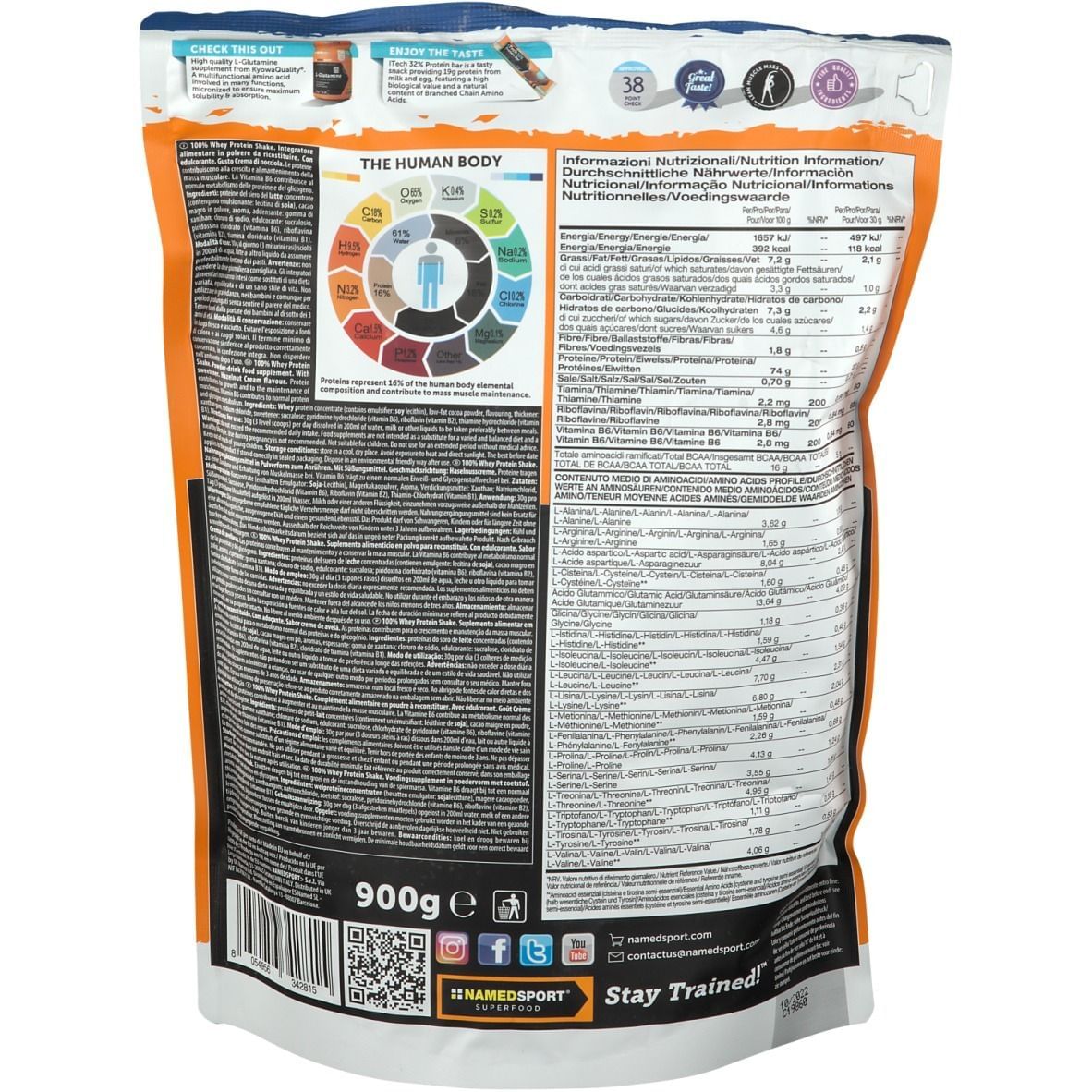 100% WHEY PROTEIN SHAKE HAZELNUT CREAM 900 G