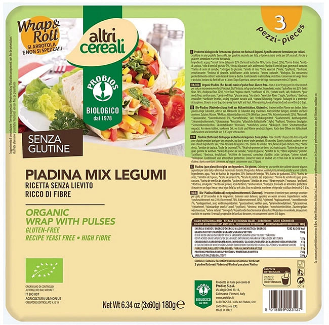 Altricereali Piadina Mix Legumi 3 X 60 G