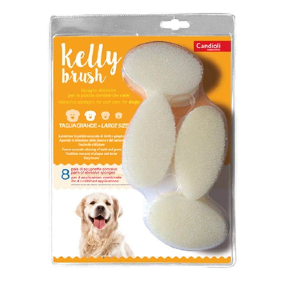 KELLY BRUSH SPUGNETTA ABRASIVA PER CANI DI TAGLIA GRANDE 16 PEZZI