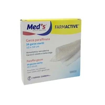 GARZA MEDS FARMACTIVE PARAFFINATA STERILE 10X10 CM SCATOLA 36 PEZZI GARZA MEDS FARMACTIVE PARAFFINATA STERILE 10X10 CM SCATOLA 36 PEZZI