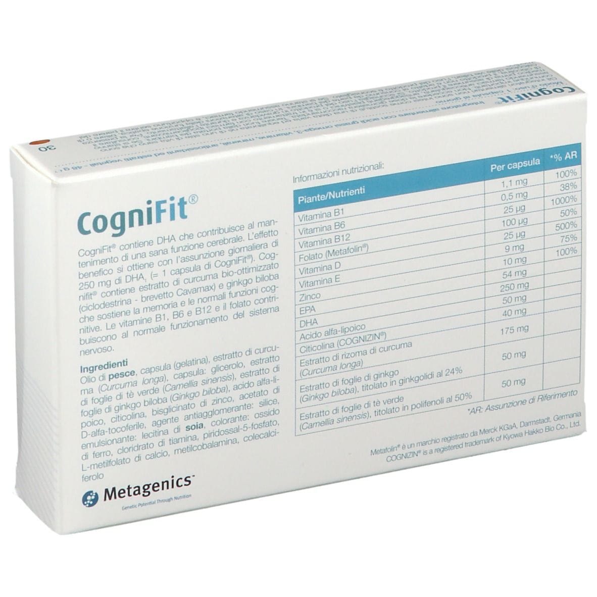 COGNIFIT 30 GELLULE SENZA GLUTINE, SENZA LATTOSIO