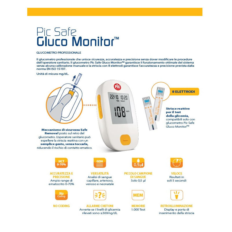 STRISCE MISURAZIONE GLICEMIA PIC GLUCO MONITOR 25 PEZZI