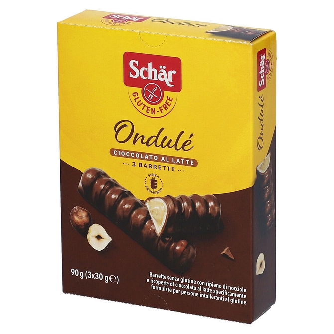 Schar Ondule' Barrette Con Ripieno Di Nocciole Ricoperte Di Cioccolato Al Latte 3 Porzioni Da 30 G