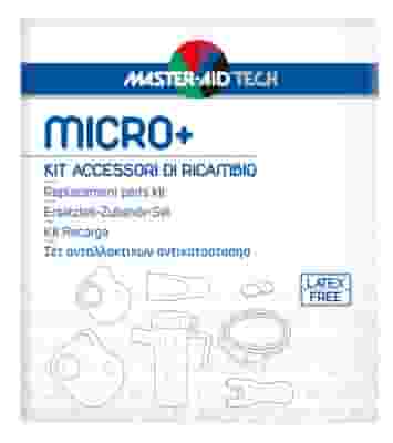 MASTER AID TECH MICRO+ KIT ACCESSORI DI RICAMBIO: AMPOLLA + MASCHERA ADULTI + MASCHERA BAMBINI + 2 FILTRI ARIA + BOCCAGLIO + FORCELLA NASALE + TUBO RACCORDO PVC