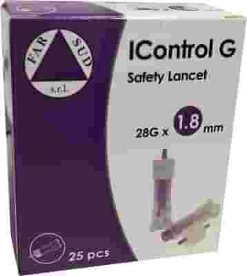 LANCETTE PUNGIDITO ICONTROL G SAFETY GAUGE 28 1,8 MM 25 PEZZI