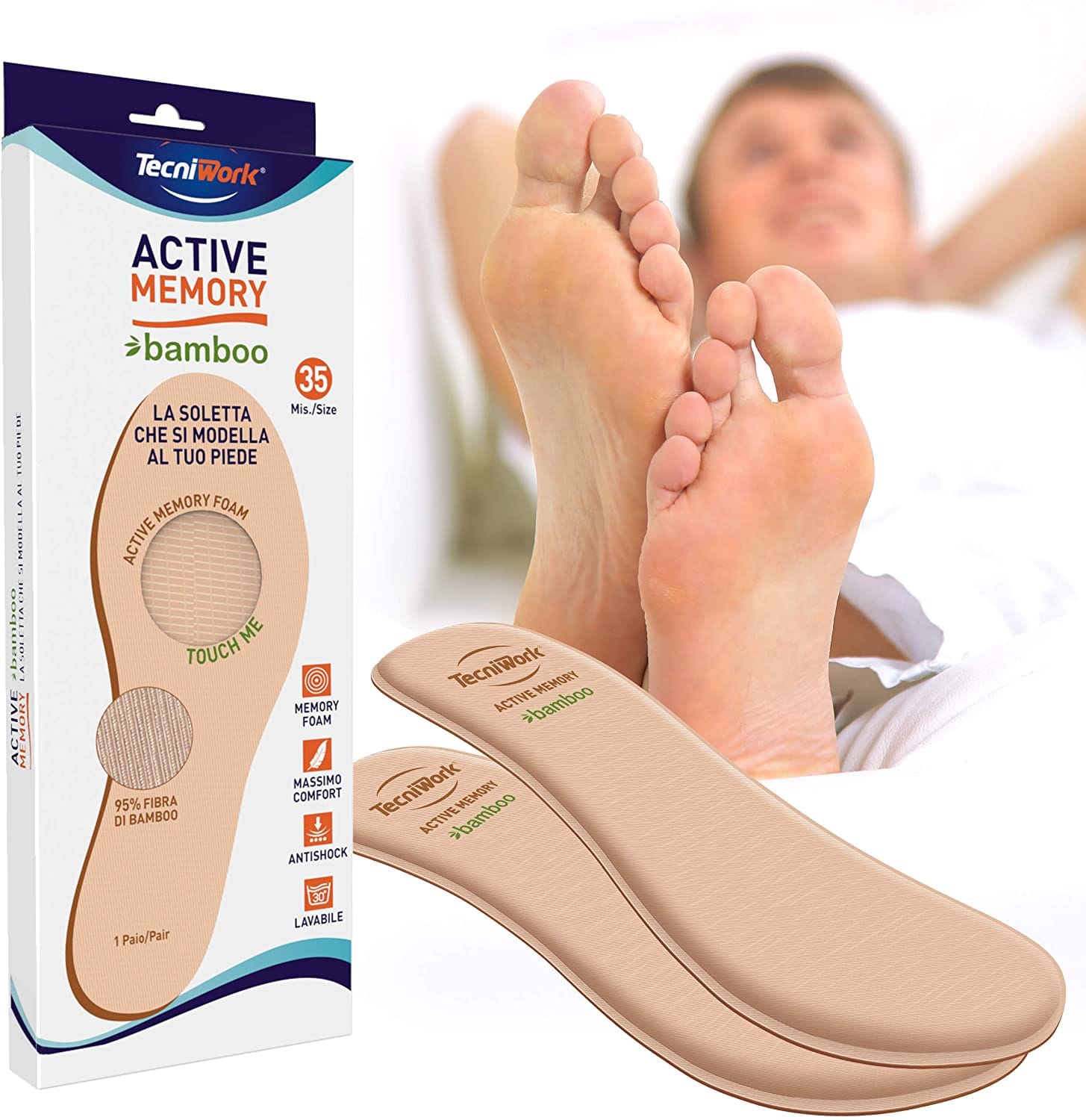 Tecniwork Active Memory Soletta in Bamboo Taglia 42