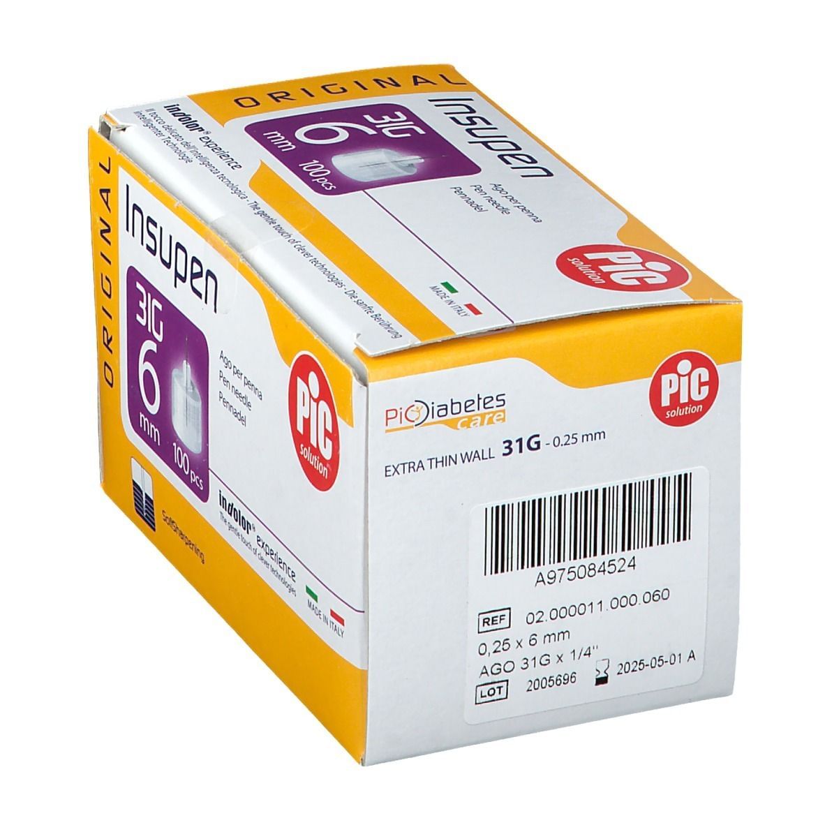 AGO PER PENNA PIC INSUPEN ORIGINAL GAUGE 31X6 MM 100 PEZZI