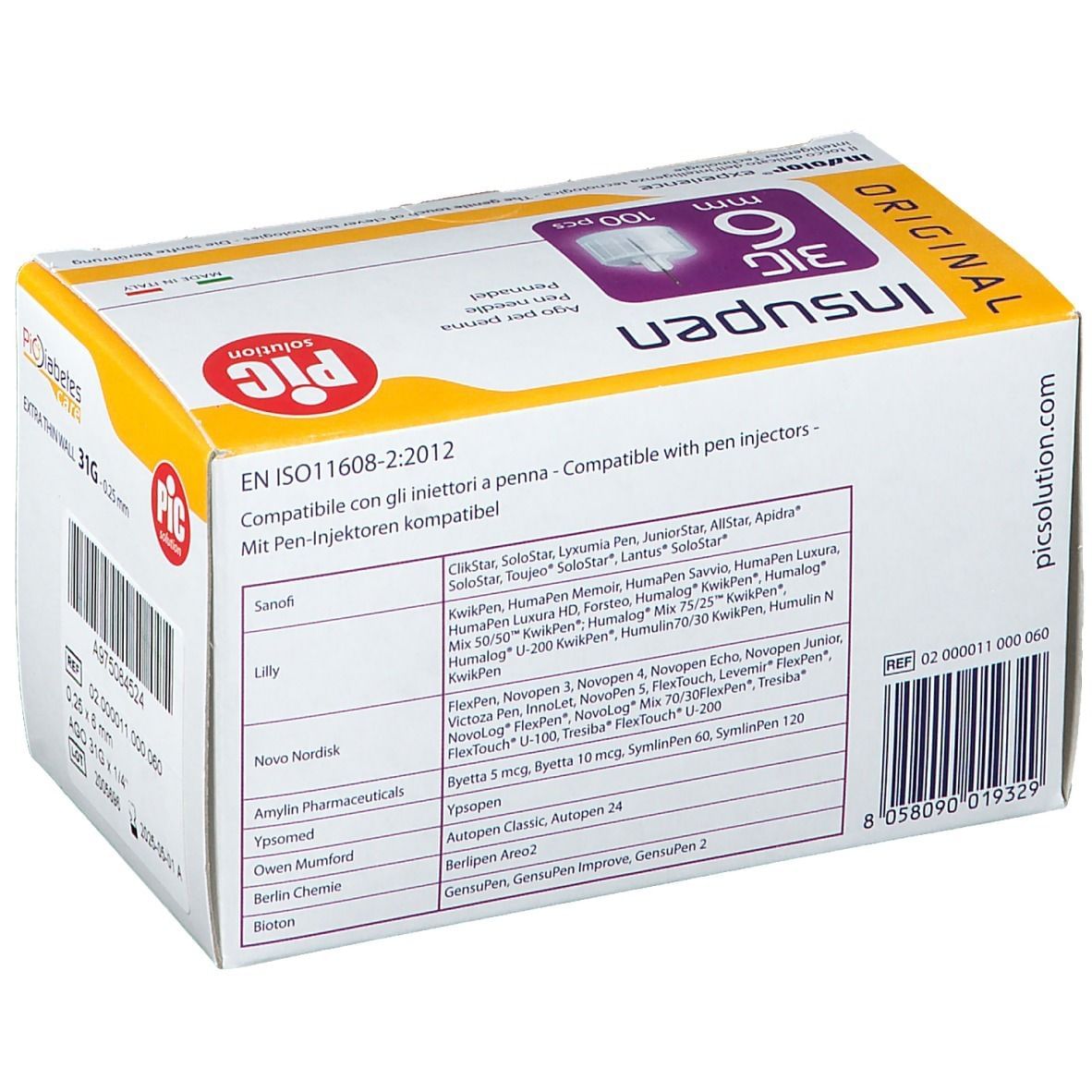 AGO PER PENNA PIC INSUPEN ORIGINAL GAUGE 31X6 MM 100 PEZZI