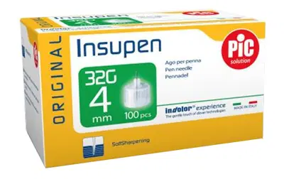 AGO PER PENNA PIC INSUPEN ORGINAL GAUGE 32,5X4 MM 100 PEZZI AGO PER PENNA PIC INSUPEN ORGINAL GAUGE 32,5X4 MM 100 PEZZI