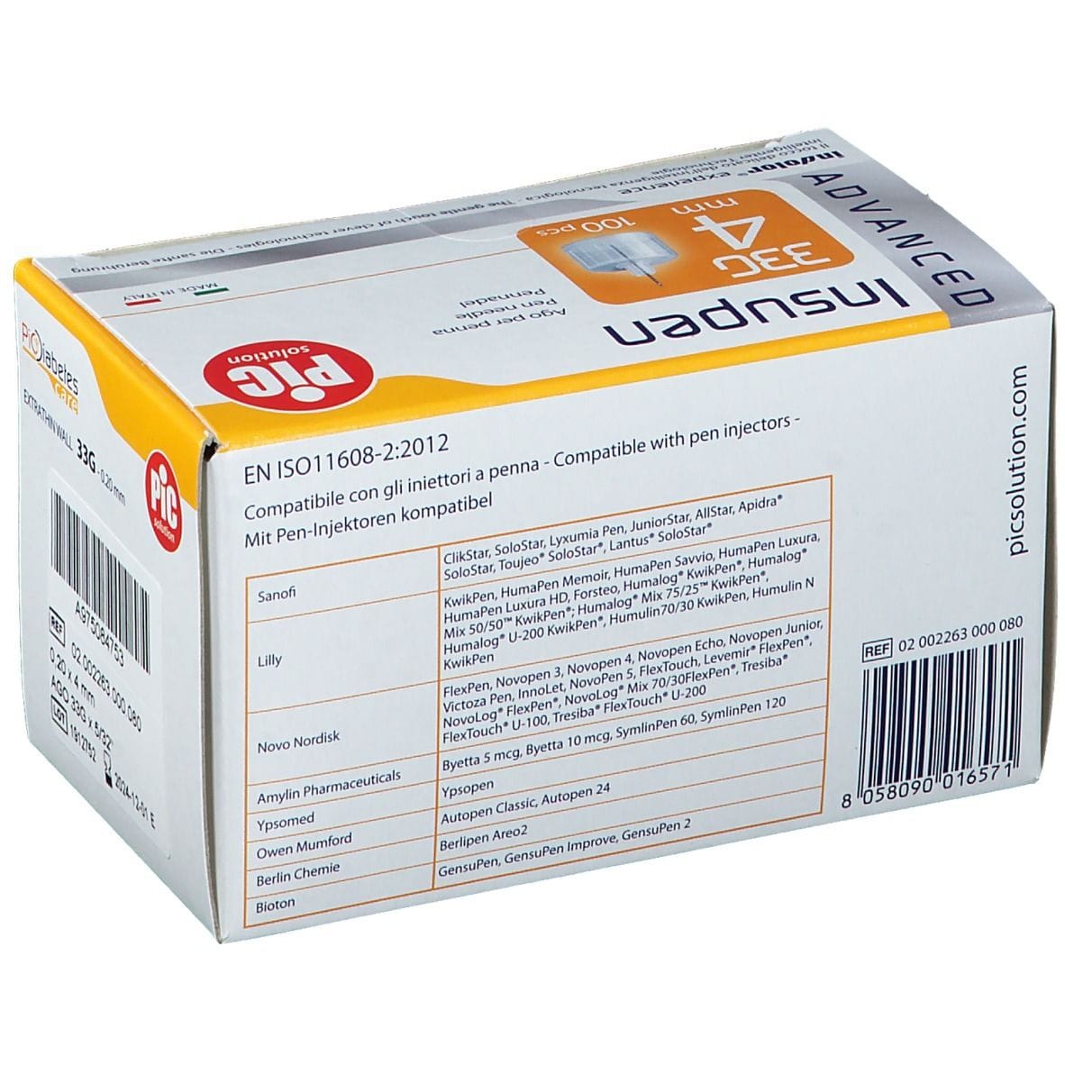 AGO PER PENNA INSULINA PIC INSUPEN ADVANCED GAUGE 33X4 MM 100 PEZZI