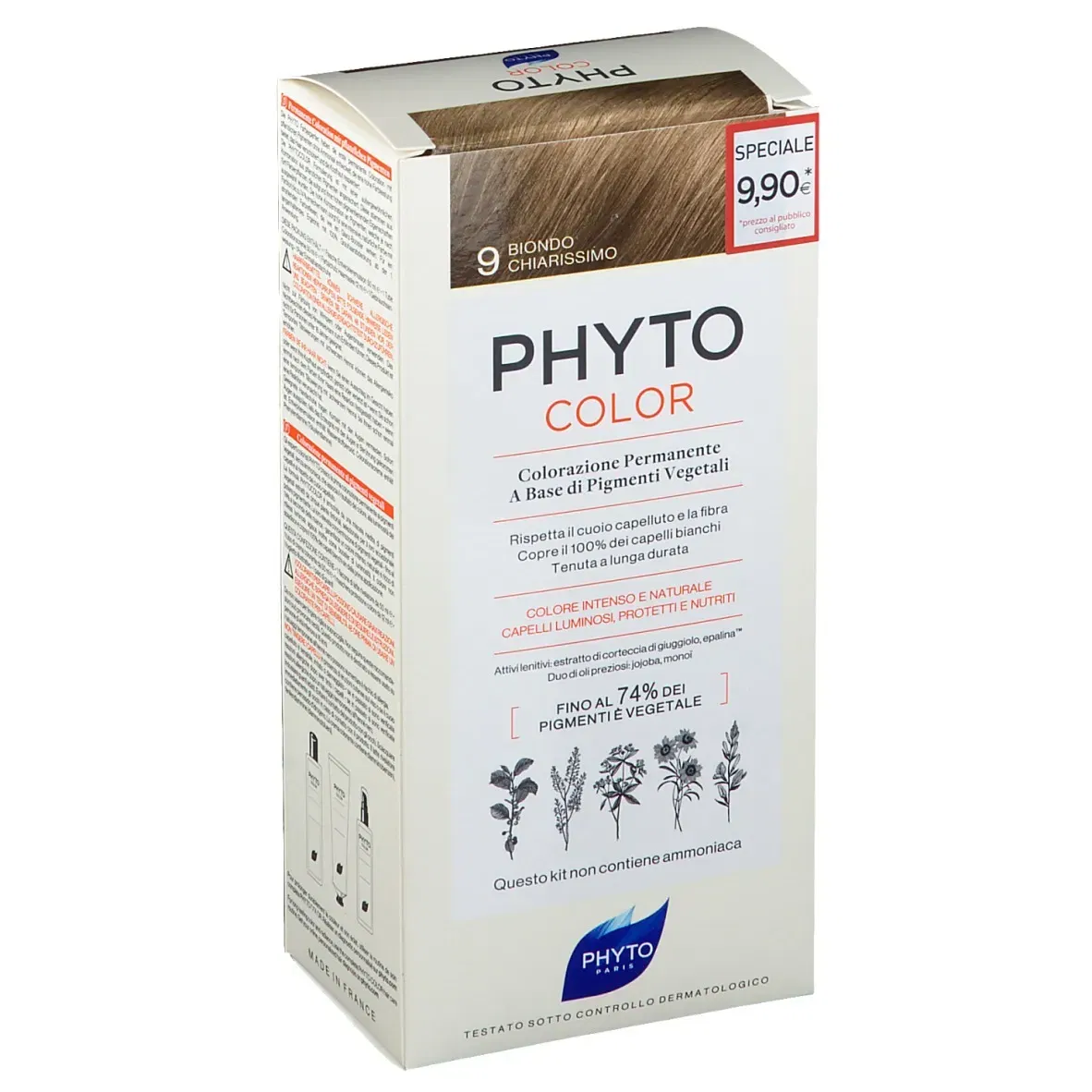 PHYTOCOLOR 9 BIONDO CHIARISS 1 LATTE + 1 CREMA + 1 MASCHERA + 1 PAIO DI GUANTI