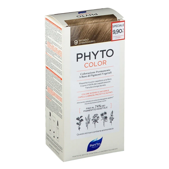 Phytocolor 9 Biondo Chiariss 1 Latte + 1 Crema + 1 Maschera + 1 Paio Di Guanti