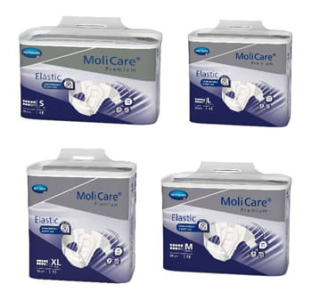 PANNOLINO MUTANDINA MOLICARE PREMIUM ELASTIC CON ALI ELASTICHE IPOALLERGENICO 9 GOCCE M 26 PEZZI