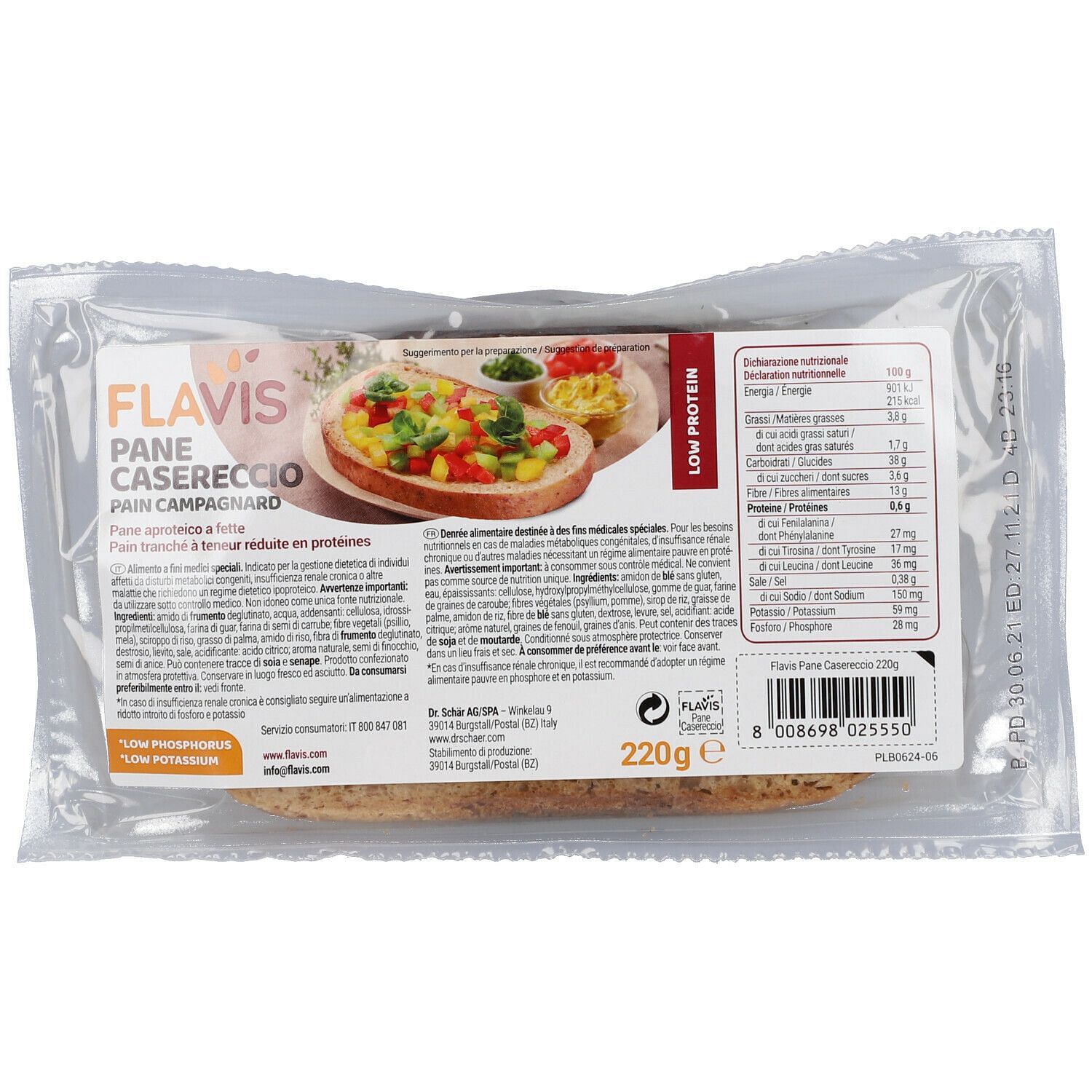 Flavis Pane Casereccio Pane Aproteico A Fette 220 G