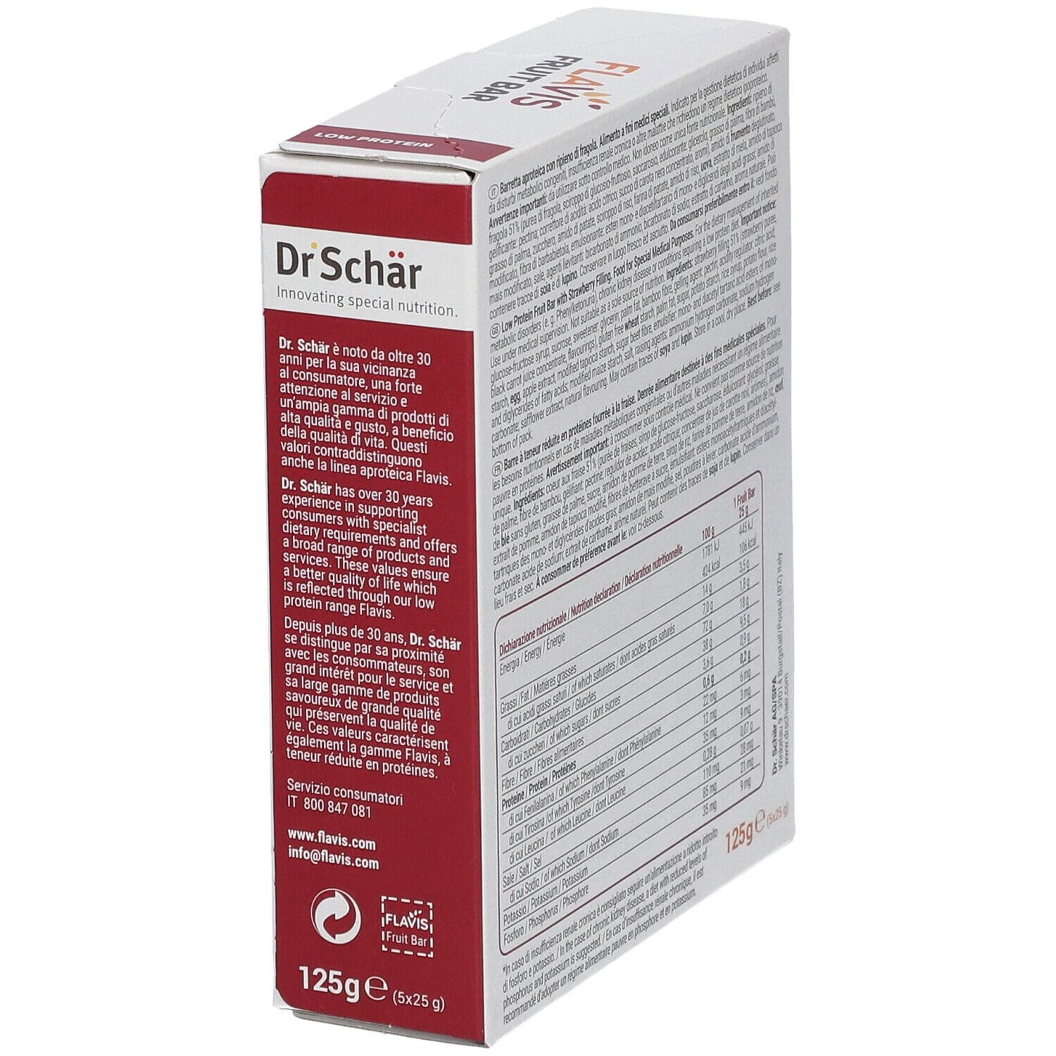 FLAVIS FRUIT BAR BARRETTA APROTEICA CON RIPIENO DI FRAGOLA 5 PEZZI DA 25 G