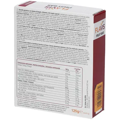 FLAVIS FRUIT BAR BARRETTA APROTEICA CON RIPIENO DI FRAGOLA 5 PEZZI DA 25 G FLAVIS FRUIT BAR BARRETTA APROTEICA CON RIPIENO DI FRAGOLA 5 PEZZI DA 25 G