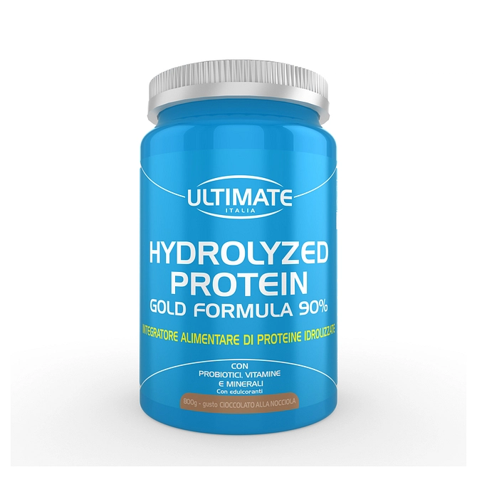 Ultimate Hydrolized Protein Gold Formula 90& Gusto Cioccolato Alla Nocciola 800 G Senza Glutine