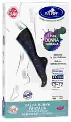 SAUBER CALZA DONNA FANTASIA FILATO Q-SKIN 70 DEN JEANS POIS BIANCHI TAGLIA P PROMO