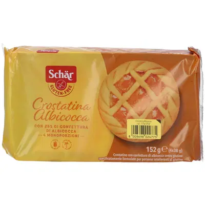 SCHAR CROSTATINA CON CONFETTURA DI ALBICOCCA 4 MONOPORZIONI DA 35 G SCHAR CROSTATINA CON CONFETTURA DI ALBICOCCA 4 MONOPORZIONI DA 35 G