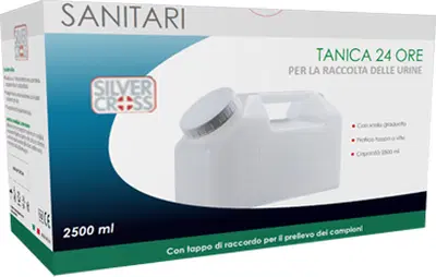 CONTENITORE PER URINA STERILE SILVER CROSS 24 ORE CAPIENZA 2500 ML CONTENITORE PER URINA STERILE SILVER CROSS 24 ORE CAPIENZA 2500 ML