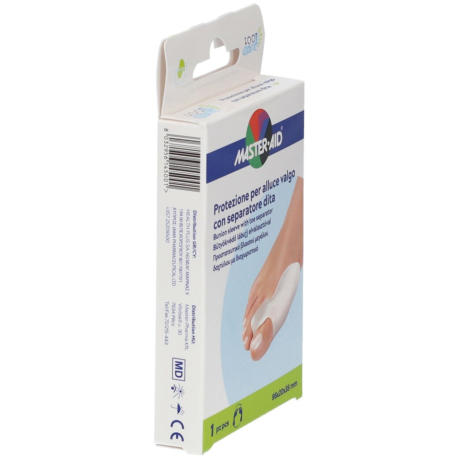 PROTEZIONE MASTER-AID FOOTCARE PER ALLUCE VALGO CON SEPARATORE DITA INTEGRATO 1 PEZZO D9