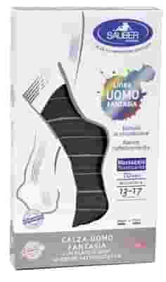 SAUBER CALZA UOMO FANTASIA Q-SKIN 70 DEN BLU RIGA BIANCA DENIM BORDEAUX TAGLIA P