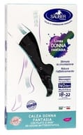 SAUBER CALZA DONNA FANTASIA FILATO Q-SKIN 140 DEN NERO POIS BOUQUET PERLATO GERANIO TAGLIA P
