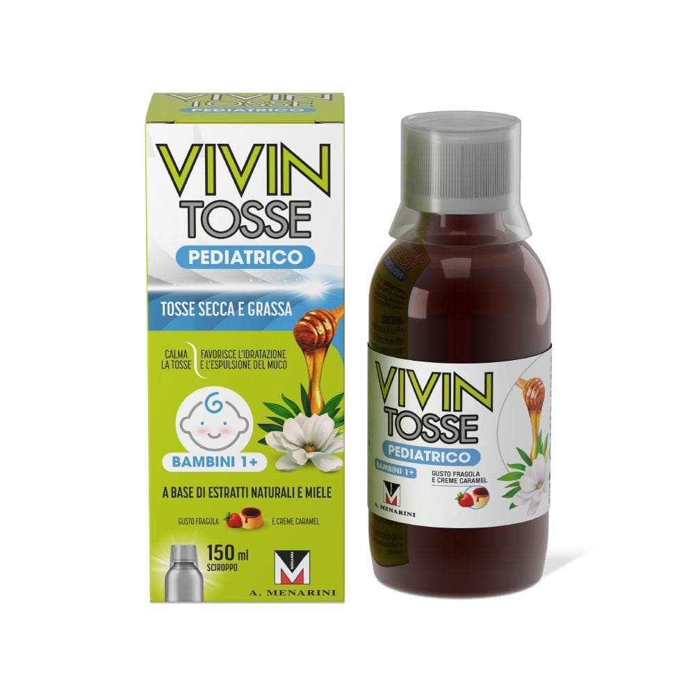 VIVIN TOSSE PEDIATRICO SCIROPPO PER TOSSE SECCA E GRASSA GUSTO FRAGOLA E CREME CARAMEL 150 ML