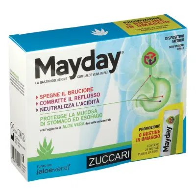 MAYDAY SOSPENSIONE PER USO ORALE ALLA MENTA 24 BUSTINE 10 ML MAYDAY SOSPENSIONE PER USO ORALE ALLA MENTA 24 BUSTINE 10 ML