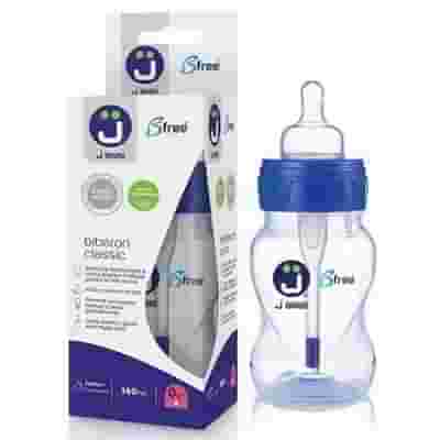 J BIMBI B FREE SUPER GLASS 160 ML BIBERON IN VETRO CON CANULA ANTICOLICHE E TETTARELLA IN SILICONE