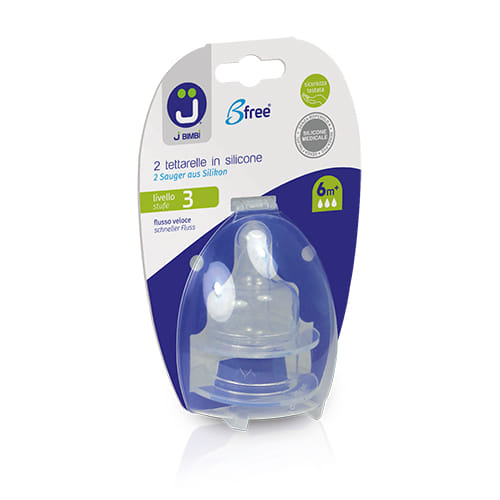 J Bimbi B Free Classic/Glass/Me 2 Tettarelle In Silicone Flusso 3