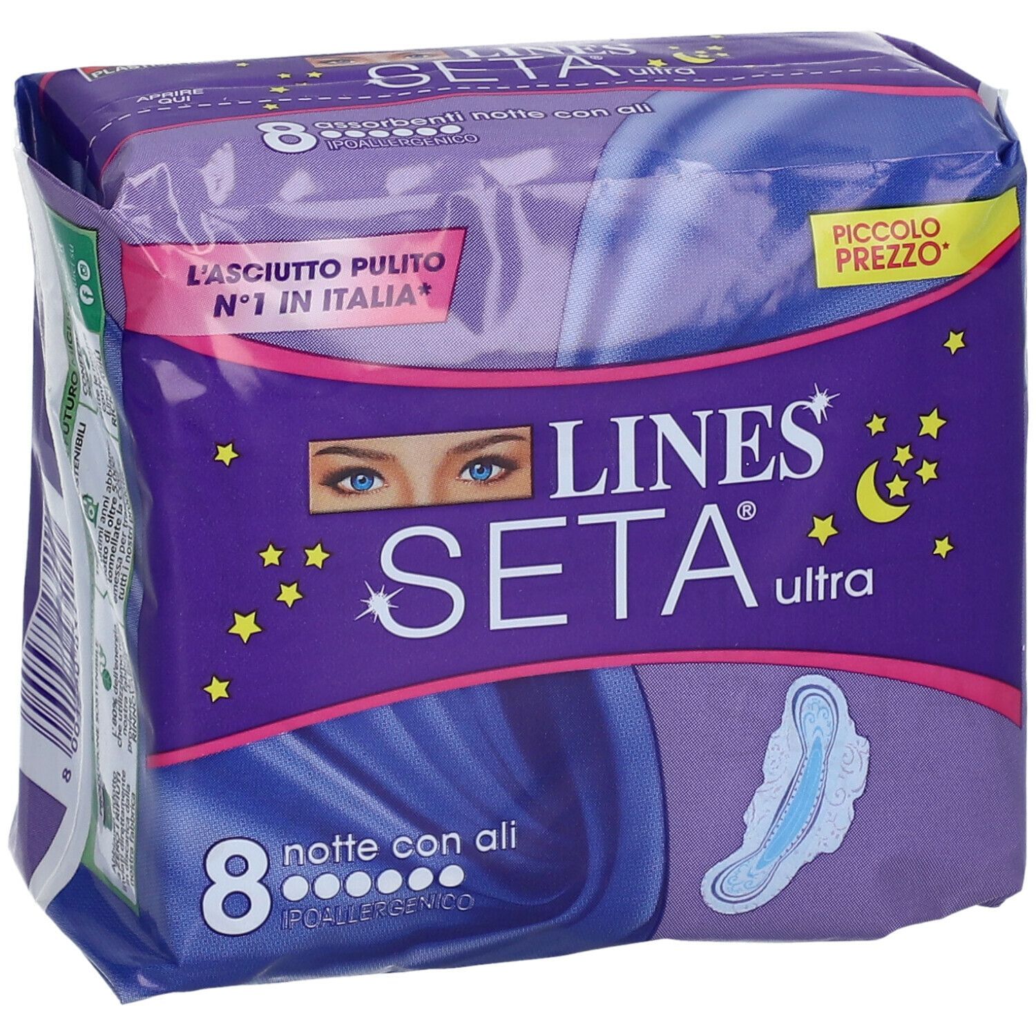 LINES SETA ULTRA ASSORBENTI DA NOTTE 8 PEZZI